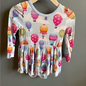 Little Sleepies Balloon Ride Long Sleeve Twirl Dress with Body Suit